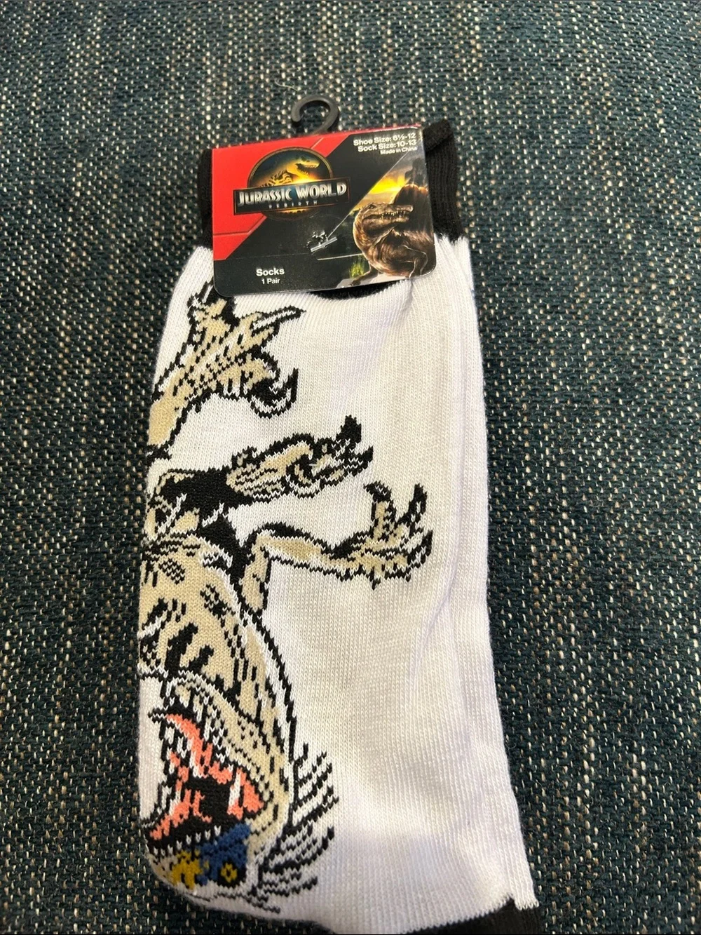 Jurassic World Women's White Graphic Crew Socks